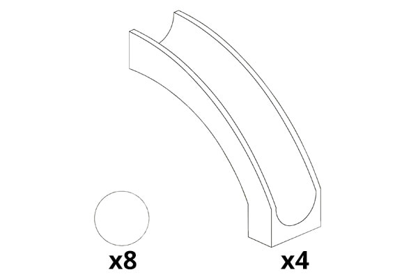 Vier glijbanen en acht knikkers