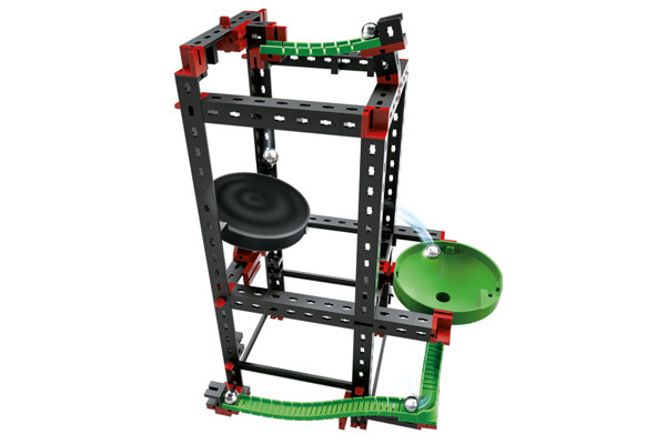 Laat de kogels stuiteren op de trampoline voor een cool effect.