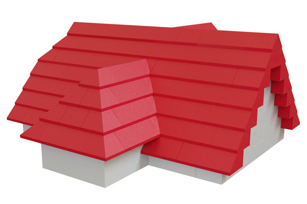 Rode dakpannenset van Hubelino.
