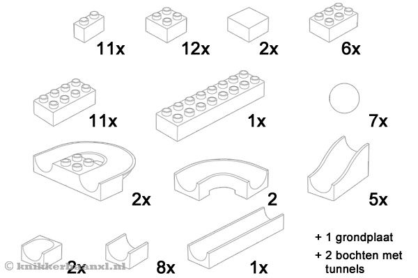 Inhoud van de 85 delige set.