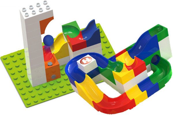 Combinatie pakket met onderdelen en katapult.