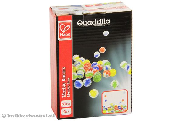 51 glazen knikkers in de verpakking.