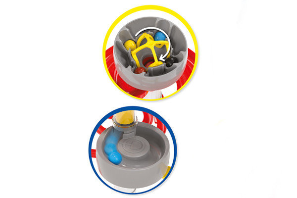 Knikkerwerper, geschikt voor 8 knikkers tegelijk.